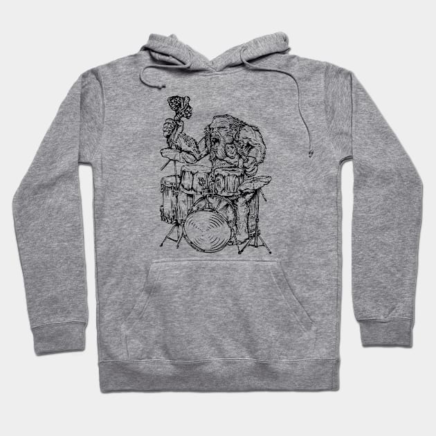 SEEMBO Neanderthal Playing Drums Drummer Drumming Fun Band Hoodie by SEEMBO